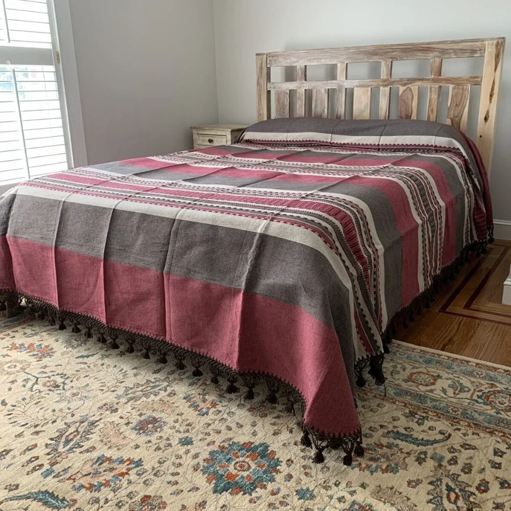 Hand loom Queen Size Cotton Bedspread.